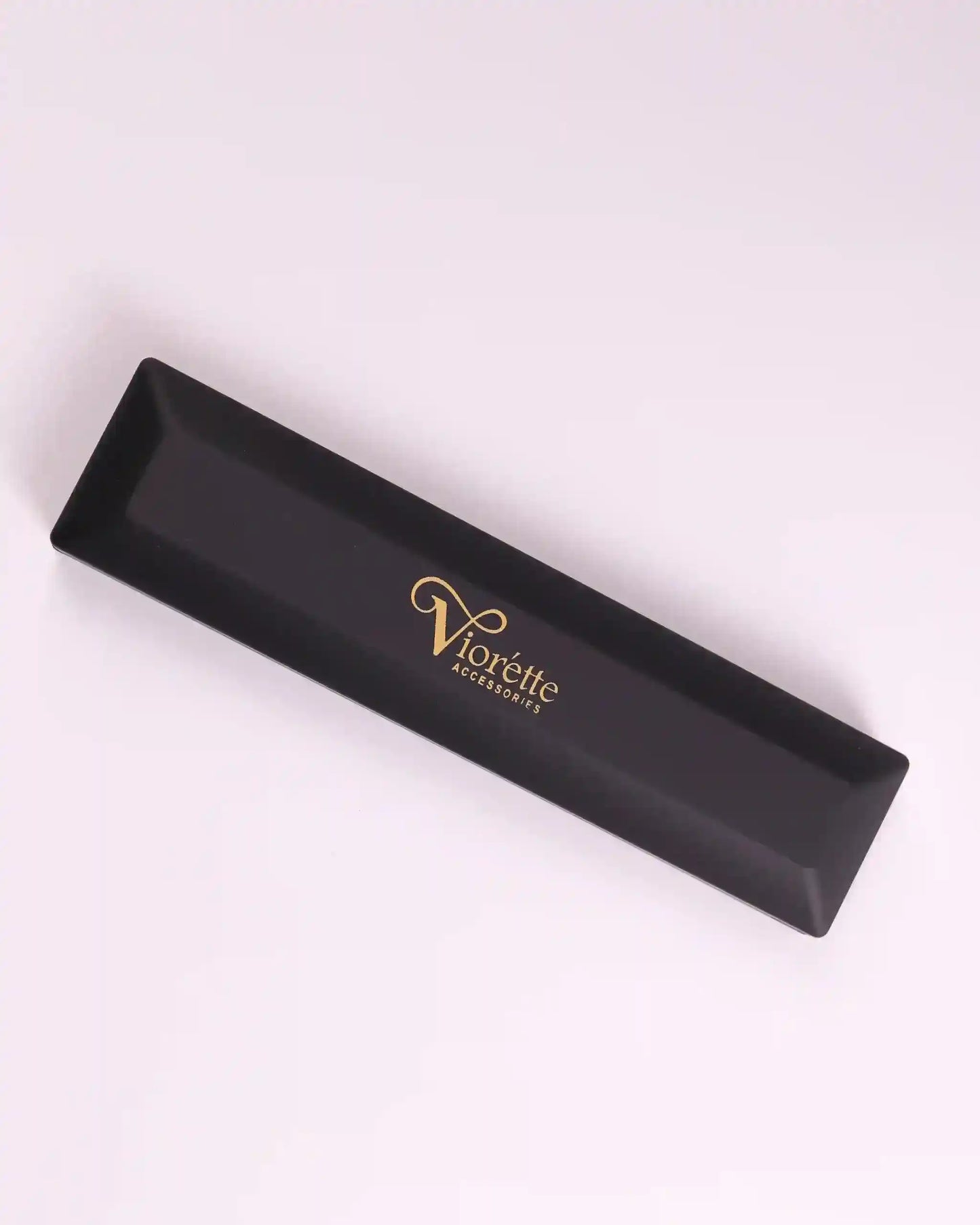 Viorette branded jewelry gift box, shown empty, for packaging and gifting