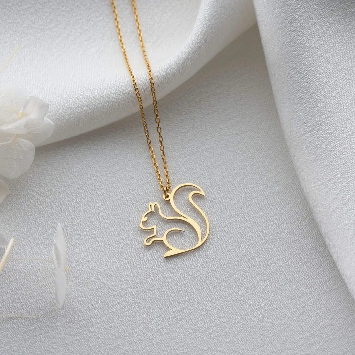 Gold Plated Squirrel Charm Necklace