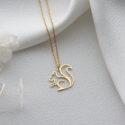 Gold Plated Squirrel Charm Necklace